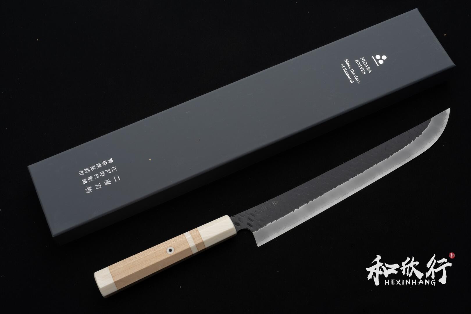 二唐刃物鍛造所Nigara Hamono SG-2 粉末鋼黑打槌目先丸筋引系列